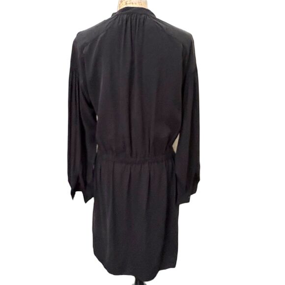 Vince Shirred Sleeve 100% Silk Dress Drawstring Waist Minimalist Luxury Size XS - Picture 4 of 7
